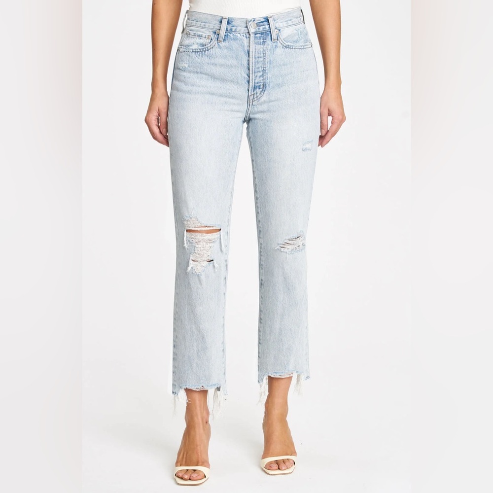 Pistola Charlie Hysteria Distressed High Rise Straight Leg Jeans